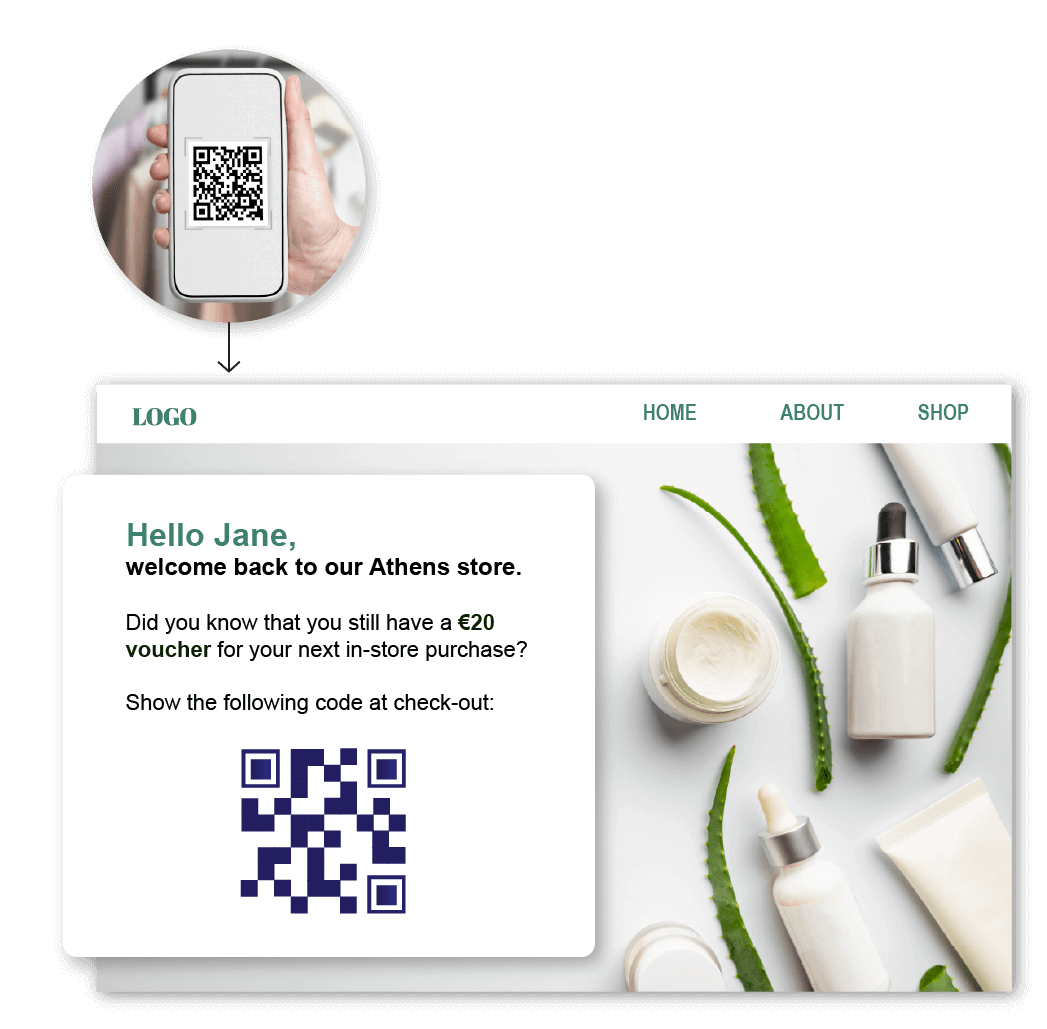 Personalized landing page from QR scans